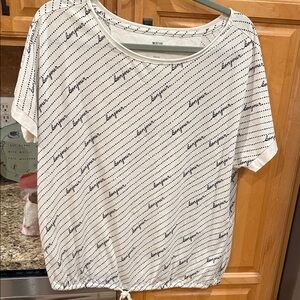 Maeve by Anthropologie medium  White Top with 'bonjour' Script